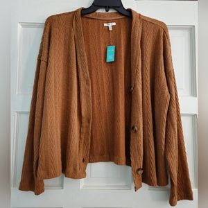 Women's Tan Button Down Cardigan